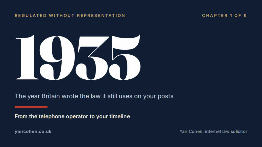 From the telephone operator to your timeline: how a 1935 law about rude phone calls became Britain's weapon against the internet